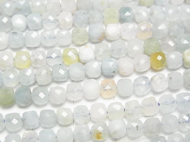 【動画】【素晴らしい輝き】ベリルミックス(マルチカラーアクアマリン)AA キューブカット4×4×4mm 1連(約36cm) サムネイル2