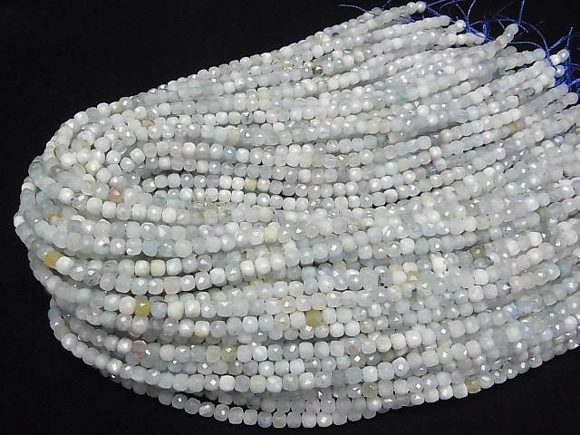 【動画】【素晴らしい輝き】ベリルミックス(マルチカラーアクアマリン)AA キューブカット4×4×4mm 1連(約36cm) サムネイル4