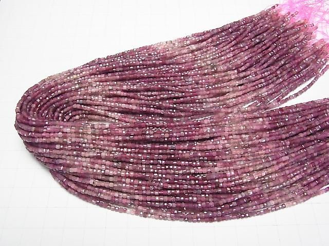 【動画】【素晴らしい輝き】ピンクトルマリンAA+ 極小キューブカット2×2×2mm 1連(約37cm) サムネイル4