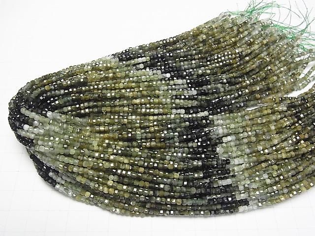 【動画】【素晴らしい輝き】グリーントルマリンAA+ キューブカット2.5×2.5×2.5mm 1連(約36cm) サムネイル4