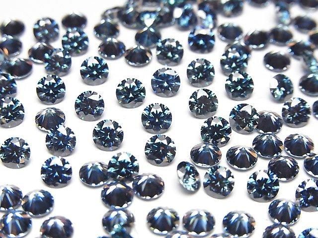 【動画】モアサナイトAAA ルース ラウンドファセットカット4×4mm 【ブルー】 3粒の画像