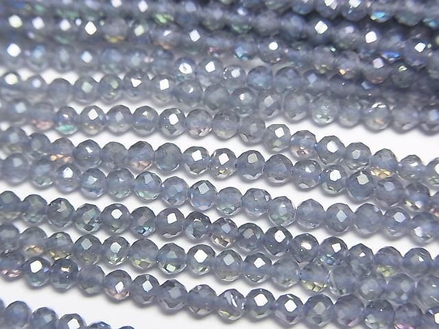 【動画】【素晴らしい輝き】ブルーフラッシュクリスタル 極小ラウンドカット2.5mm 1連(約37cm)の画像