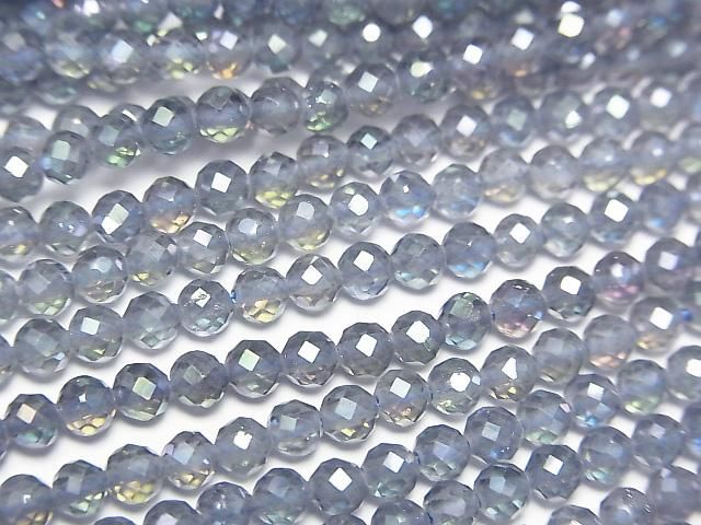 【動画】【素晴らしい輝き】ブルーフラッシュクリスタル ラウンドカット3mm 1連(約35cm)の画像