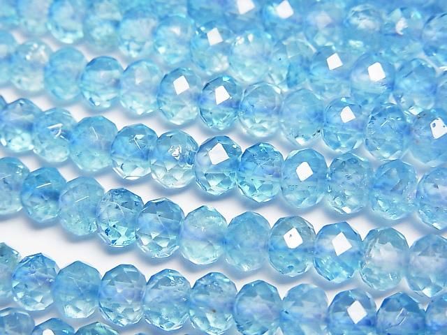 【動画】【素晴らしい輝き】ブルーカラートパーズAA++ ボタンカット6×6×4mm 半連/1連(約37cm)の画像