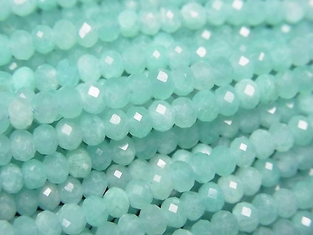【動画】【素晴らしい輝き】アマゾナイトAA++ ボタンカット3.5×3.5×2.5mm 1連(約37cm)の画像