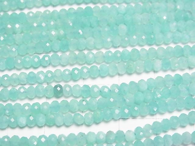 【動画】【素晴らしい輝き】アマゾナイトAA++ ボタンカット3.5×3.5×2.5mm 1連(約37cm) サムネイル2