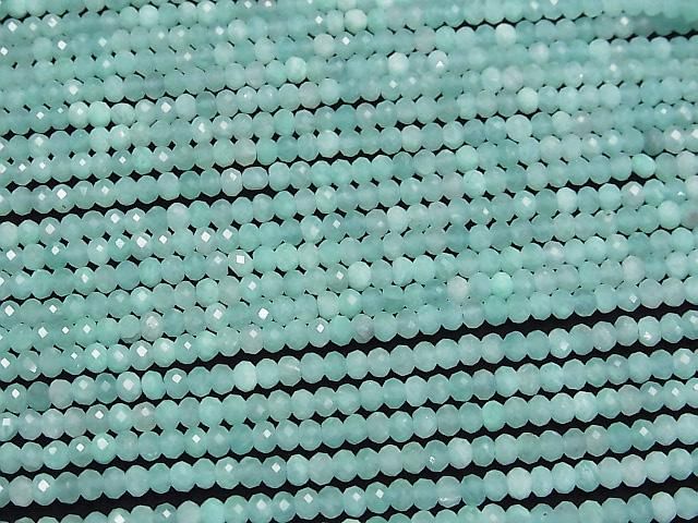 【動画】【素晴らしい輝き】アマゾナイトAA++ ボタンカット3.5×3.5×2.5mm 1連(約37cm) サムネイル3