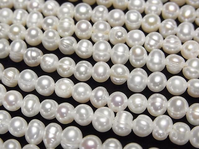 【動画】淡水真珠AA ホワイト ポテト4~5mm 1連(約34cm)の画像