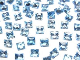 【動画】宝石質スイスブルートパーズAAA ルース プリンセスカット4×4mm 5粒