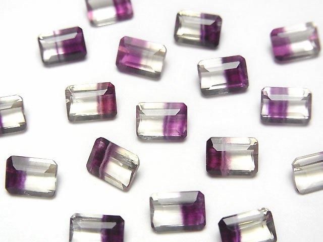 【動画】宝石質バイカラーフローライトAAA ルース レクタングルファセットカット7×5mm 1粒の画像