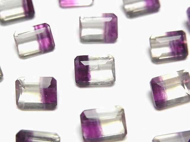 【動画】宝石質バイカラーフローライトAAA ルース レクタングルファセットカット8×6mm 1粒の画像