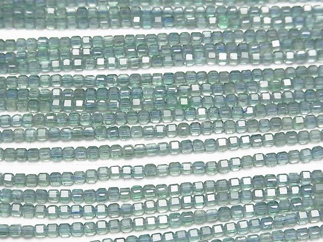 【動画】【素晴らしい輝き】ブルーグリーンアパタイトAA+ キューブカット2×2×2mm 1連(約37cm) サムネイル3