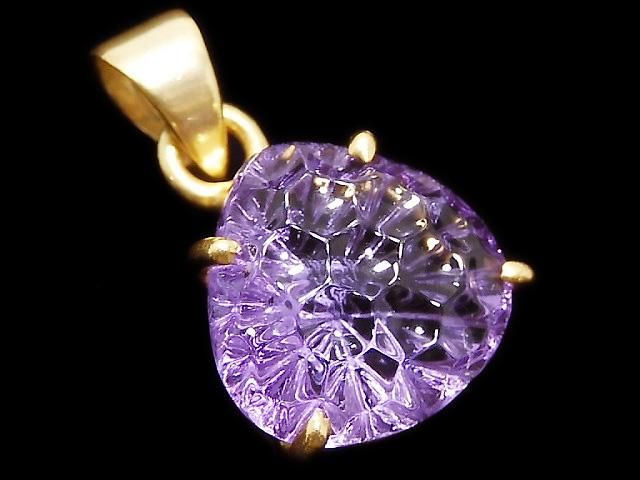 【動画】【1点もの】宝石質アメジストAAA ペンダントトップ 18KGP製 NO.11の画像