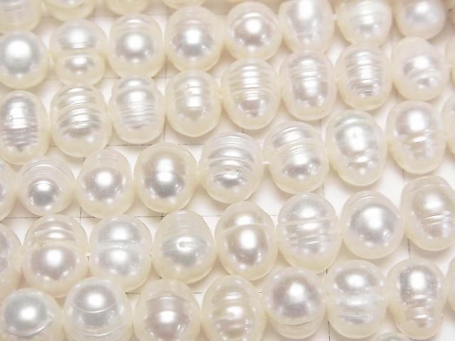 【動画】淡水真珠AA 縞入りポテト8~10mm ホワイト 1連(約34cm) サムネイル2