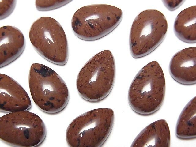 【動画】マホガニーオブシディアン ペアシェイプ カボション12×8mm 3個の画像