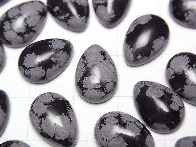 【動画】スノーフレークオブシディアン ペアシェイプ カボション14×10mm 3個 サムネイル2