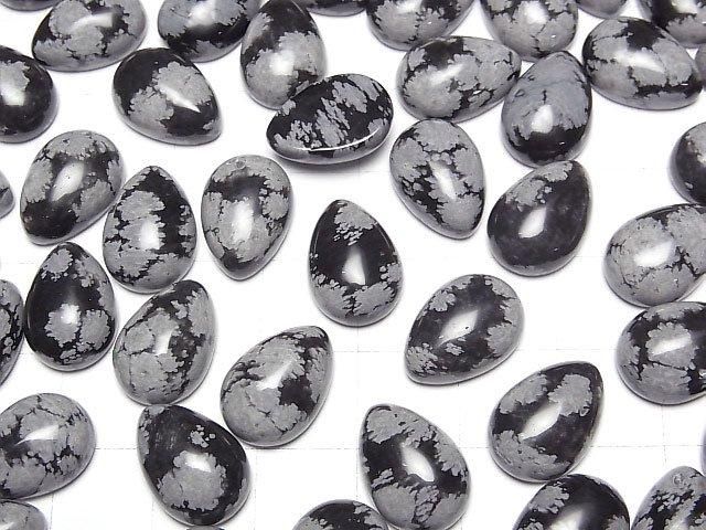 【動画】スノーフレークオブシディアン ペアシェイプ カボション14×10mm 3個 サムネイル3