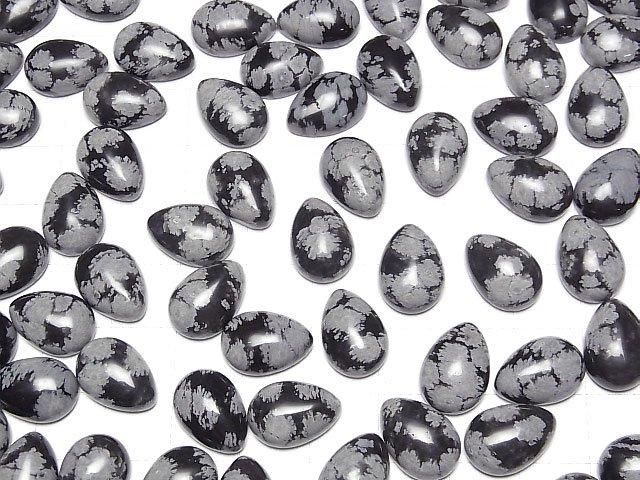 【動画】スノーフレークオブシディアン ペアシェイプ カボション14×10mm 3個 サムネイル4