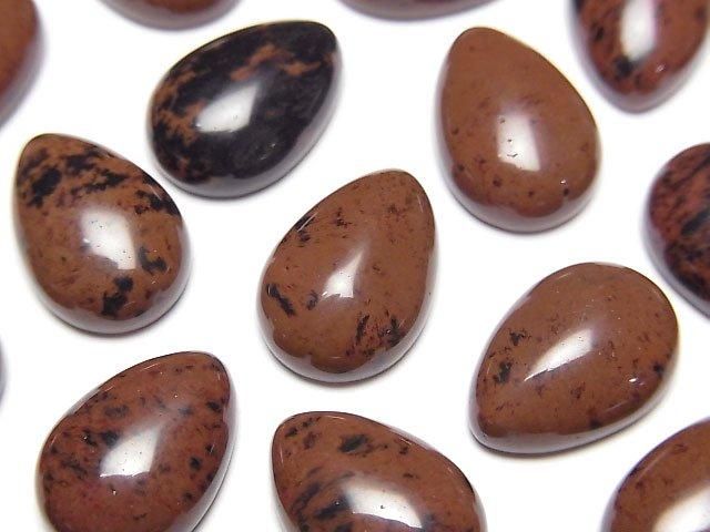 【動画】マホガニーオブシディアン ペアシェイプ カボション14×10mm 3個の画像