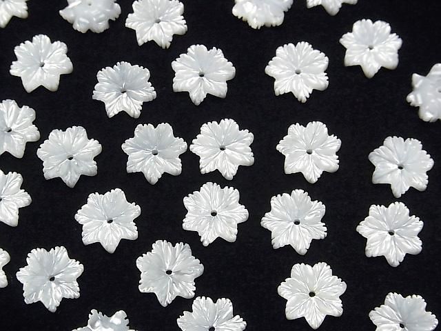 【動画】高品質ホワイトシェル(白蝶貝)AAA フラワー 10mm 中央穴 3個 サムネイル3