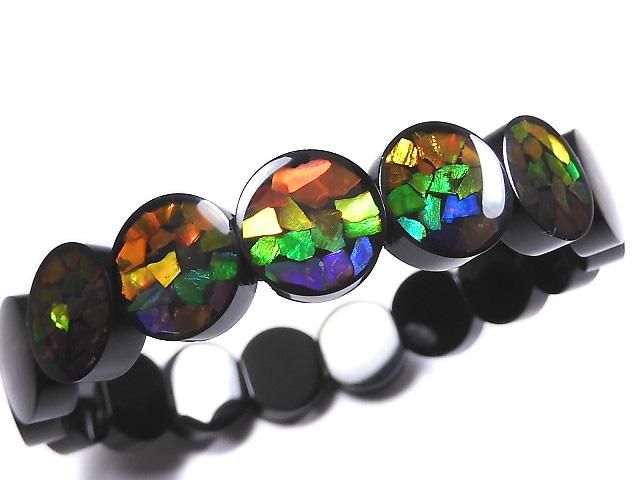 【動画】【1点もの】宝石質アンモライトAAA 2つ穴オーバル12×11.5×4.5mm 1連(ブレス) NO.3の画像