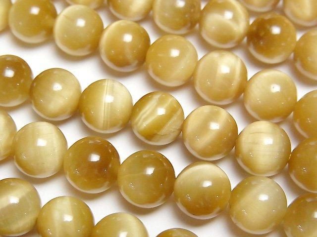 【動画】ゴールデンタイガーアイAAA- ラウンド8.5mm 半連/1連(約36cm)の画像
