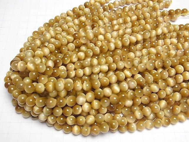 【動画】ゴールデンタイガーアイAAA- ラウンド8.5mm 半連/1連(約36cm) サムネイル4