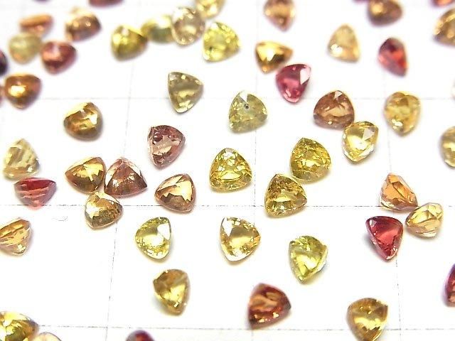 【動画】宝石質イエロー~レッドサファイアAAA ルース トライアングルファセットカット3×3mm 5粒 サムネイル2