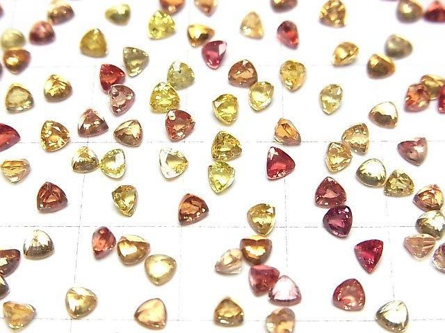 【動画】宝石質イエロー~レッドサファイアAAA ルース トライアングルファセットカット3×3mm 5粒 サムネイル3
