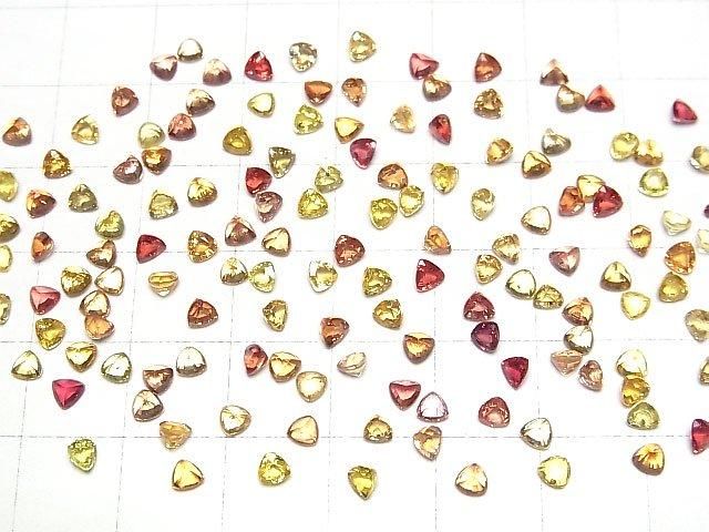 【動画】宝石質イエロー~レッドサファイアAAA ルース トライアングルファセットカット3×3mm 5粒 サムネイル4