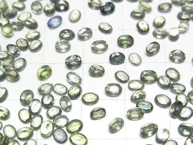 【動画】宝石質グリーンサファイアAAA ルース オーバルファセットカット4×3mm 3粒 サムネイル2