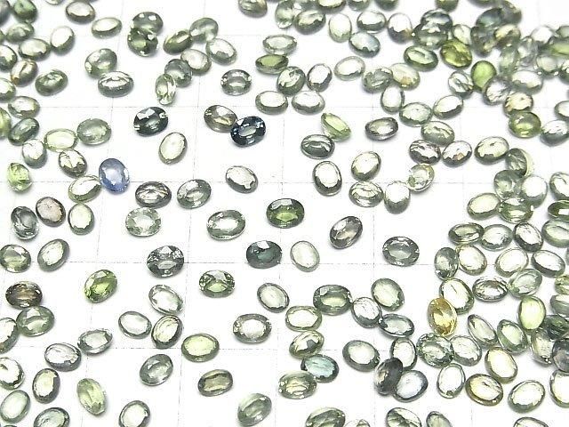 【動画】宝石質グリーンサファイアAAA ルース オーバルファセットカット4×3mm 3粒 サムネイル3