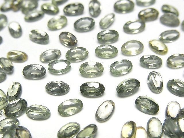 【動画】宝石質グリーンサファイアAAA ルース オーバルファセットカット5×3mm 3粒の画像