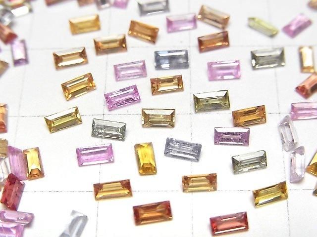 【動画】宝石質マルチカラーサファイアAAA ルース レクタングルファセットカット4×2mm 5粒 サムネイル2