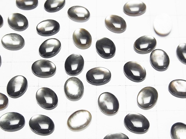 【動画】高品質ブラックシェル(黒蝶貝) オーバル カボション9×7mm 5個 サムネイル3