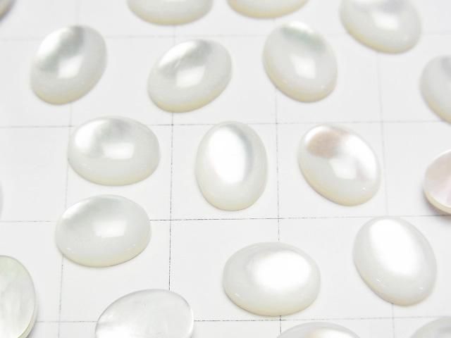 【動画】高品質ホワイトシェル(白蝶貝)AAA オーバル カボション9×7mm 5個 サムネイル2