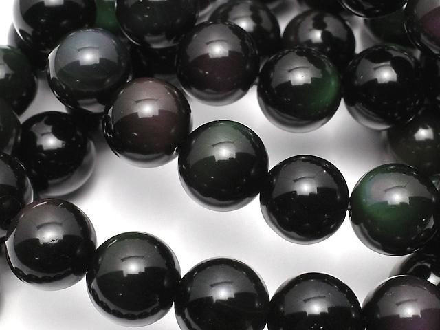 【動画】レインボーオブシディアンAAA ラウンド10mm 1連(ブレス)の画像