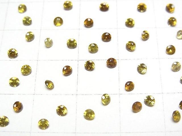 【動画】宝石質デマントイドガーネットAAA ルース ラウンドファセットカット2.5×2.5mm 【イエロー系】 2粒 サムネイル3