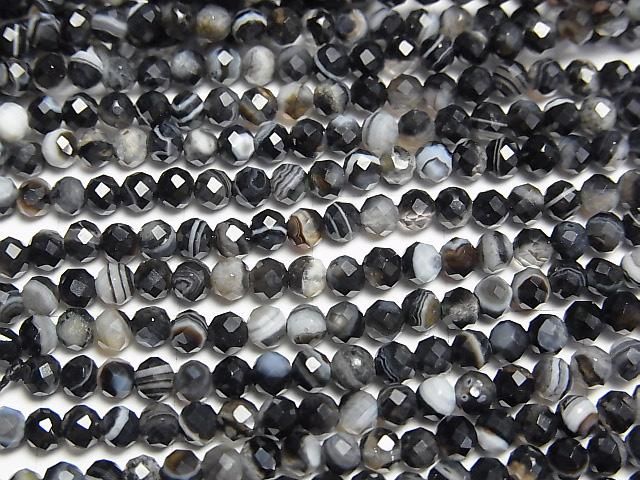 【動画】【素晴らしい輝き】ストライプオニキス ラウンドカット3mm 1連(約38cm) サムネイル2