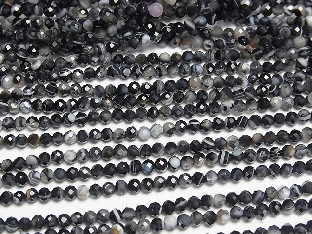 【動画】【素晴らしい輝き】ストライプオニキス ラウンドカット3mm 1連(約38cm) サムネイル3