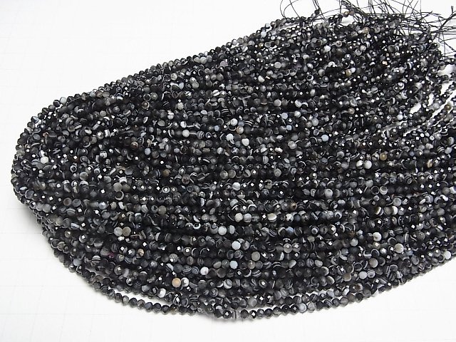 【動画】【素晴らしい輝き】ストライプオニキス ラウンドカット3mm 1連(約38cm) サムネイル4