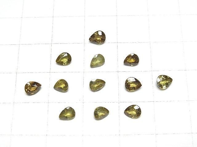 【動画】宝石質デマントイドガーネットAAA ルース ペアシェイプファセットカット5×4mm 【イエロー系】 1粒 サムネイル4