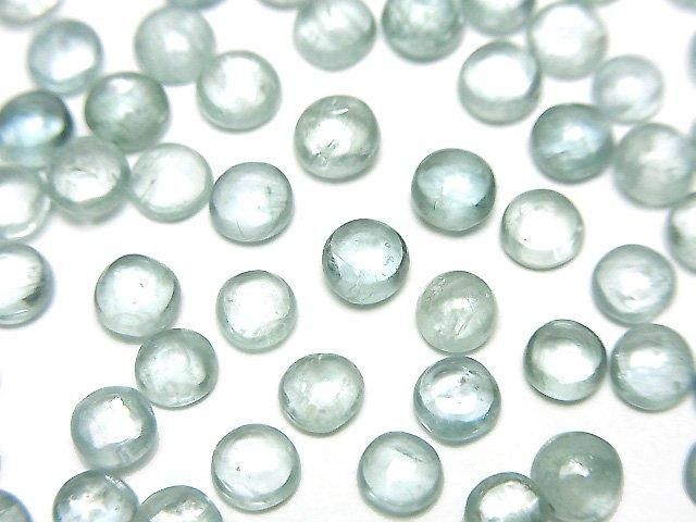 【動画】宝石質アクアカイヤナイトAAA- ラウンド カボション4×4mm 5個の画像