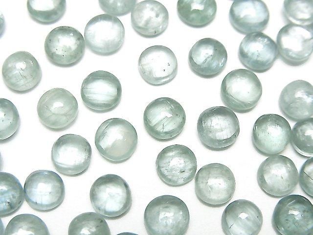 【動画】宝石質アクアカイヤナイトAAA- ラウンド カボション5×5mm 3個の画像