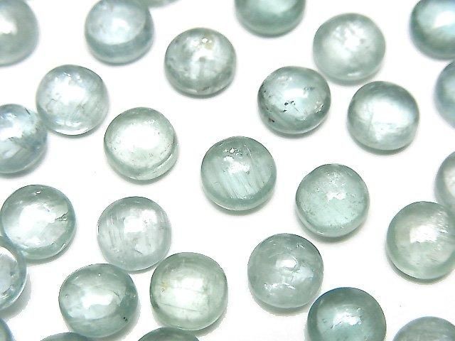 【動画】宝石質アクアカイヤナイトAAA- ラウンド カボション6×6mm 2個の画像