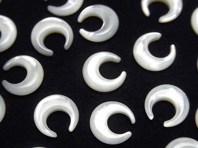 【動画】高品質ホワイトシェル(白蝶貝)AAA 月モチーフ10×10mm 4個の画像