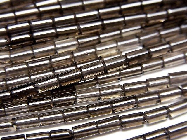 【動画】スモーキークォーツAAA チューブ4×2×2mm 1連(約36cm)の画像