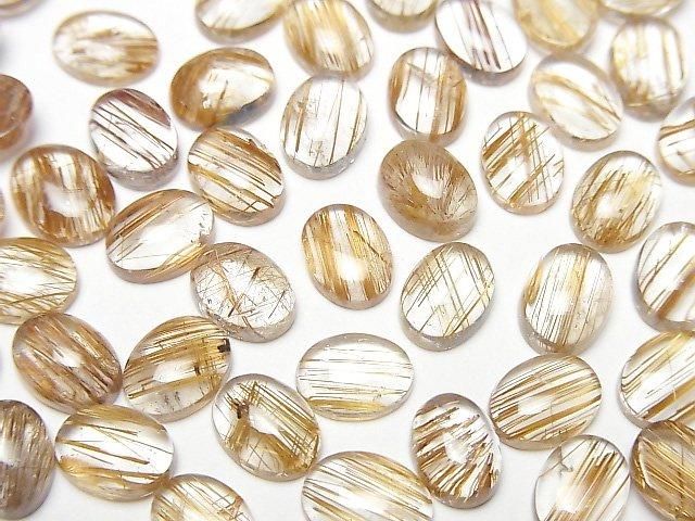 【動画】宝石質コッパールチルクォーツAAA オーバル カボション8×6mm 3個の画像