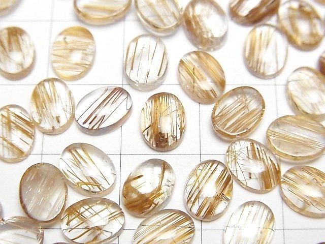 【動画】宝石質コッパールチルクォーツAAA オーバル カボション8×6mm 3個 サムネイル2