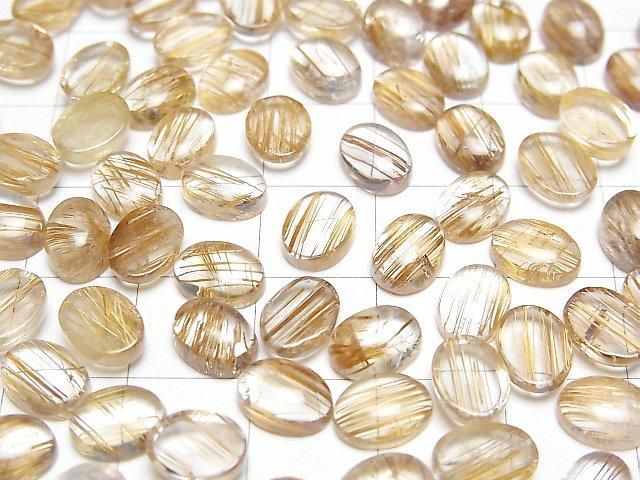 【動画】宝石質コッパールチルクォーツAAA オーバル カボション8×6mm 3個 サムネイル3